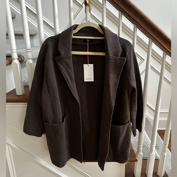 Quince 100% Organin Cotton Brown Open Front Blazer - Picture 5 of 11